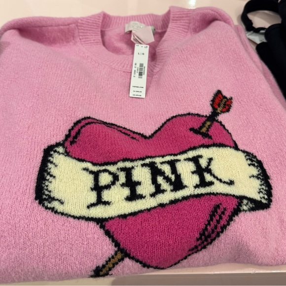 Pink Victoria Secret Heart Graphic Sweater size XS fits S, M and L - Picture 3 of 4